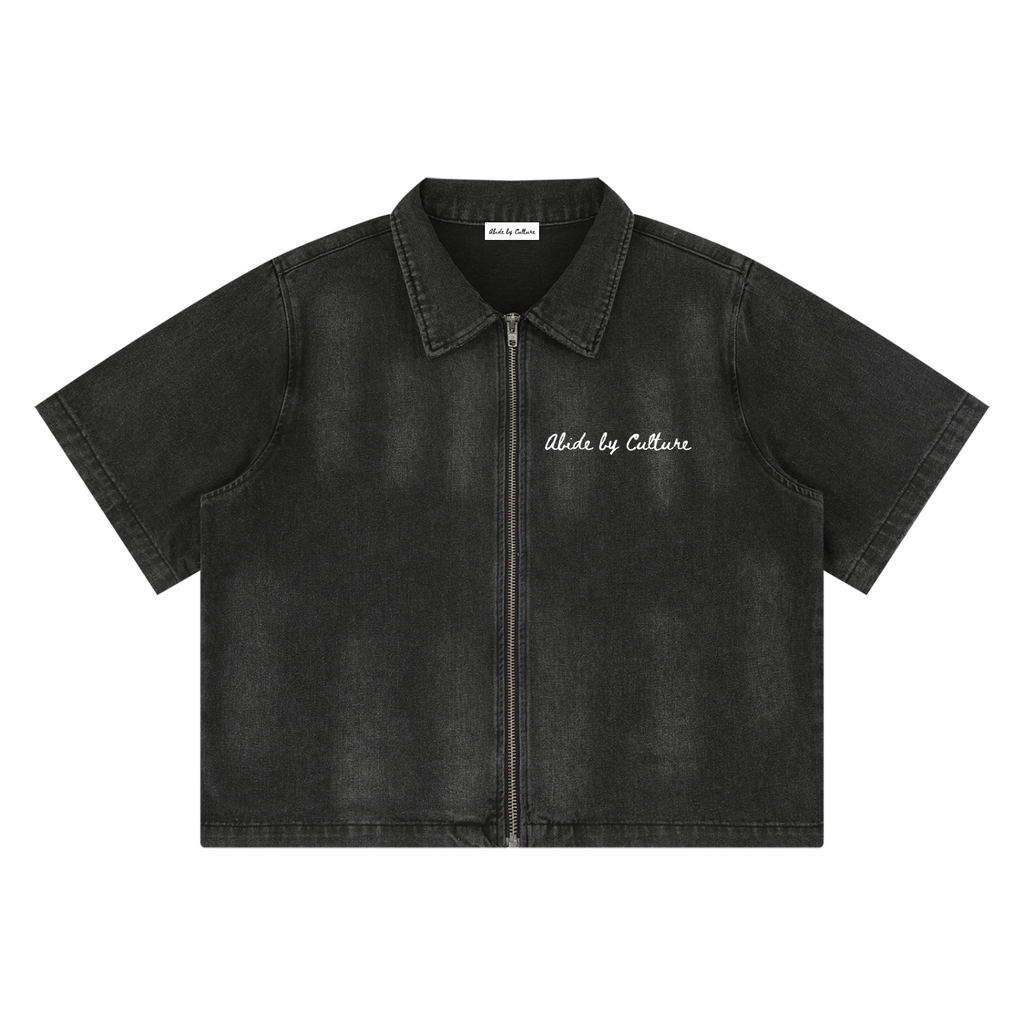 Washed Full-Zip Denim Shirt